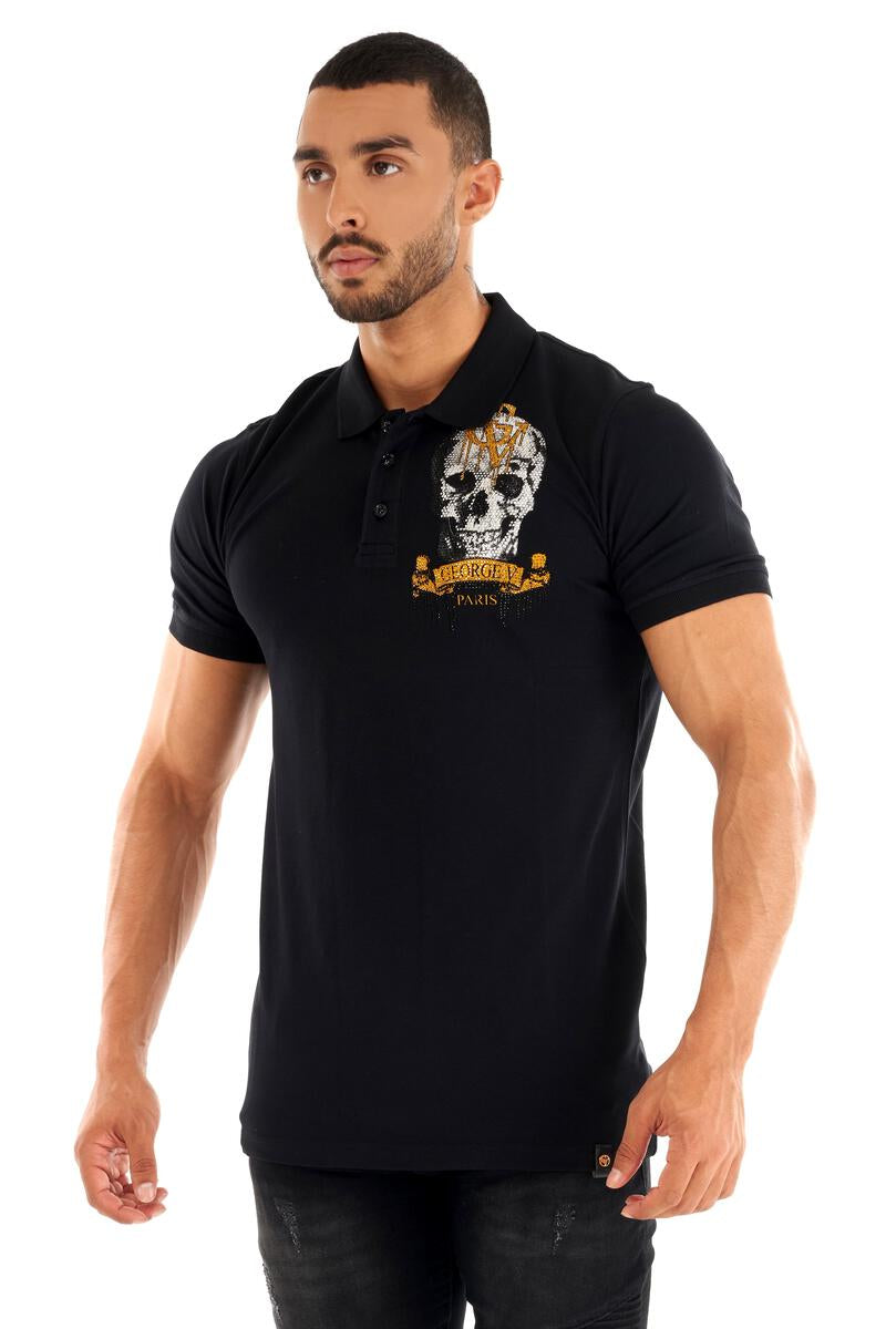 George V Paris GV Skull Avenue Polo (Black)