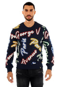 George V Paris GVP All over Logo Crewneck (Navy/Multi)