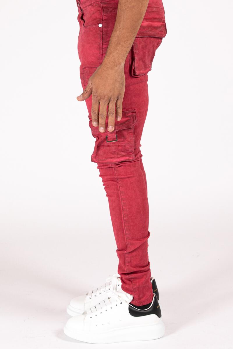 Serenede Storm Cargo Jeans (BURGUNDY)
