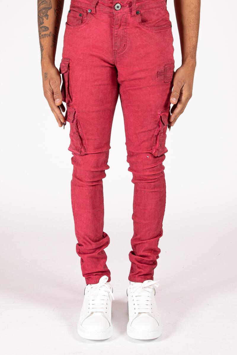 Serenede Storm Cargo Jeans (BURGUNDY)