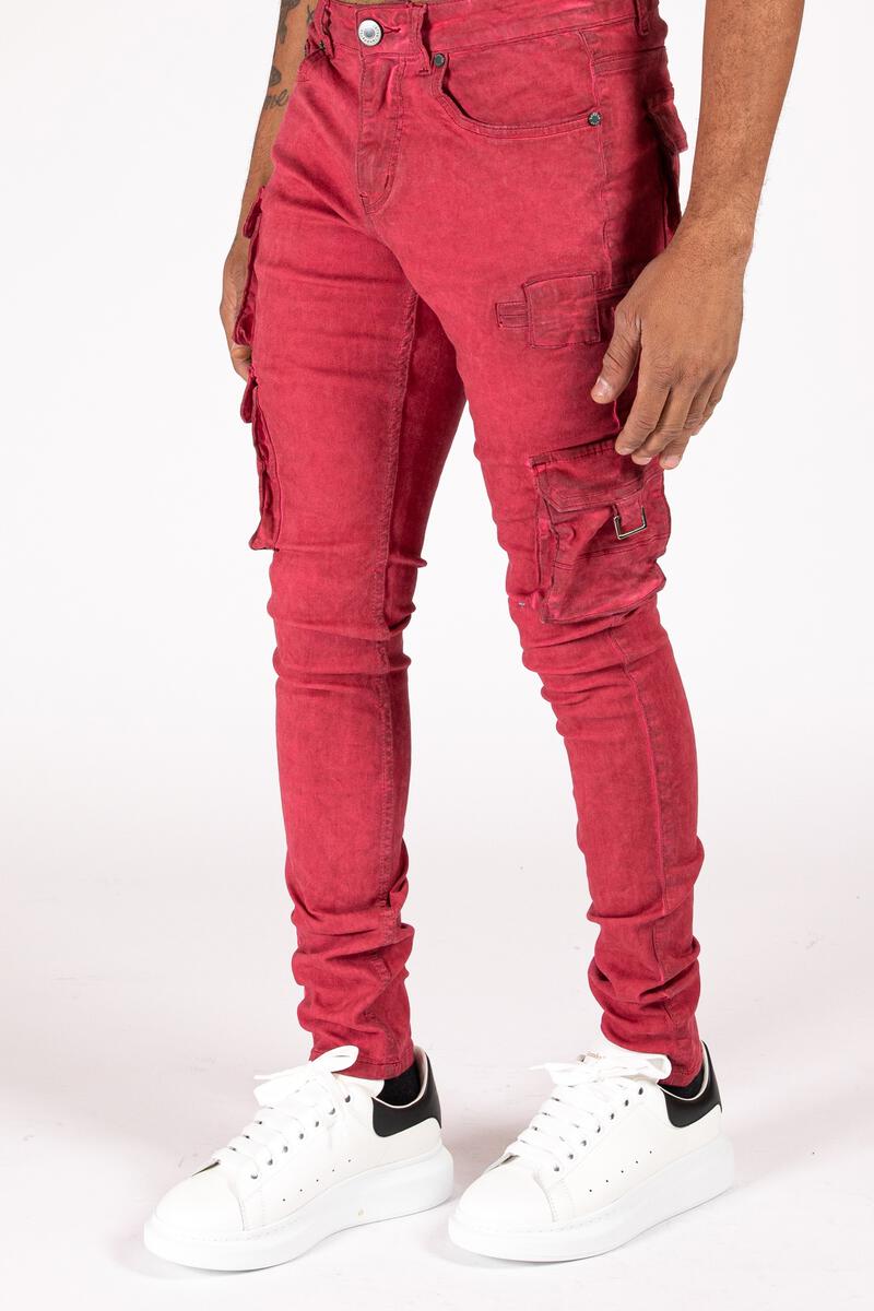 Serenede Storm Cargo Jeans (BURGUNDY)