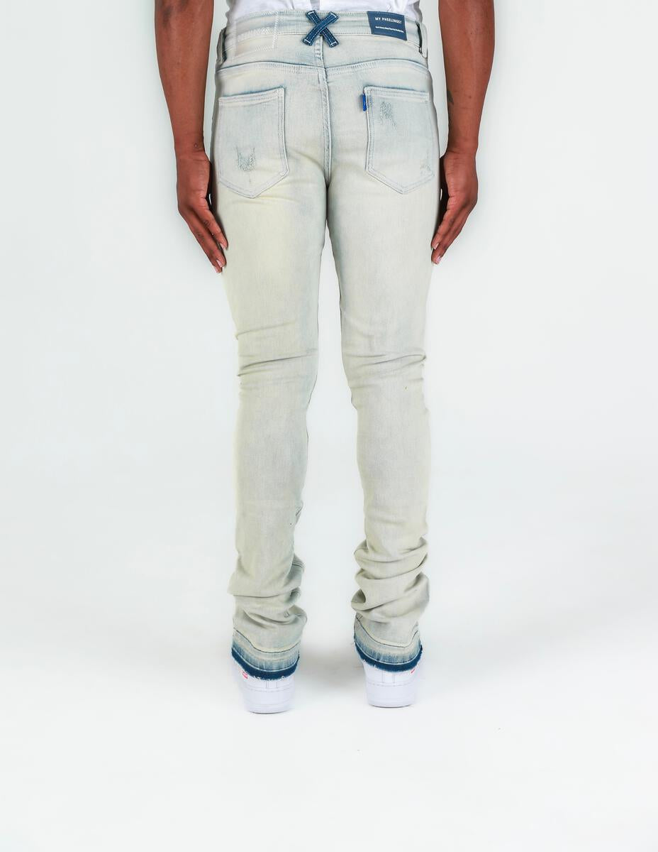 Pheelings NOW OR NEVER FLARE STACK DENIM (LIGHT BLUE SAND WASH)