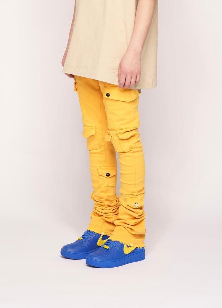 Pheelings MY PLEASURE CARGO FLARE STACK DENIM (YELLOW)