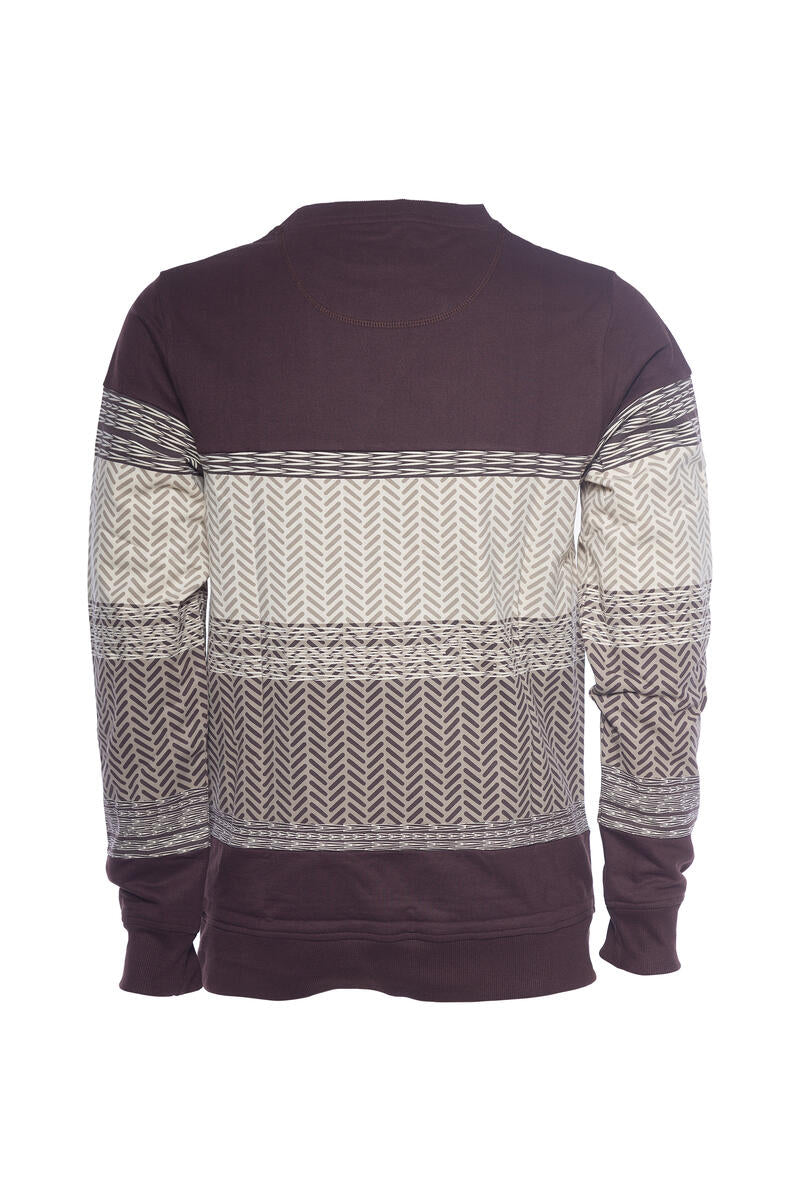A TIZIANO EDWIN| LS PRINTED FLEECE CREW (BARK)
