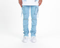 Pheelings NEVER LOOK BACK CARGO FLARE STACK DENIM (SKY BLUE)