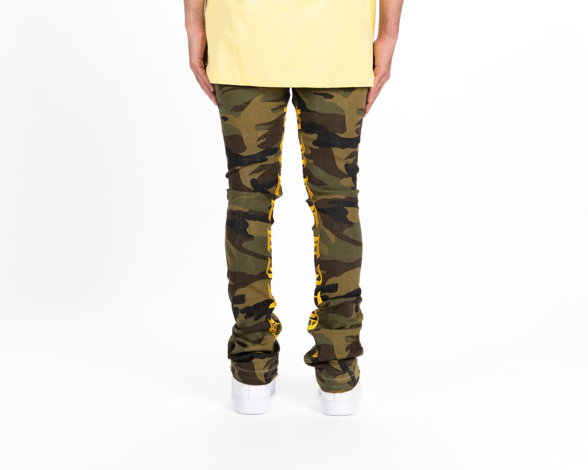 Pheelings AGAINST ALL ODDS FLARE STACK DENIM  (CAMO/YELLOW)