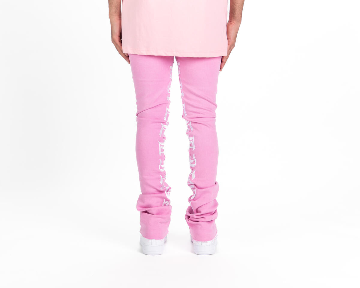 Pheelings AGAINST ALL ODDS FLARE STACK DENIM (PINK/WHITE)