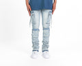 Pheelings NEVER LOOK BACK CARGO FLARE STACK DENIM (LIGHT BLUE)