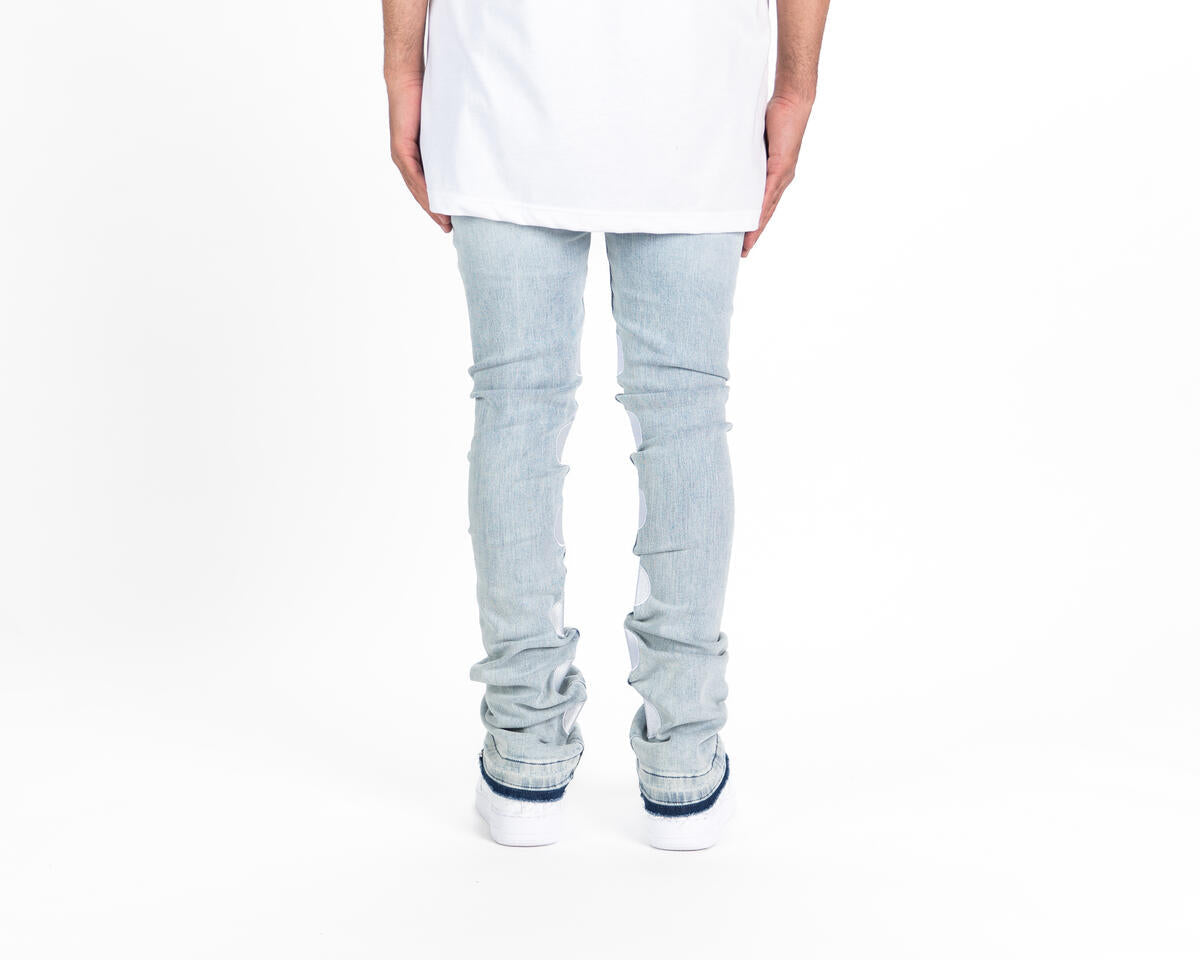 Pheelings CONNECTING SOULS FLARE STACK DENIM-EMBROIDERY (LIGHT BLUE)