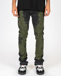 PHEELINGS SCARRED BY FLARE STACK DENIM (BLACK/OLIVE)
