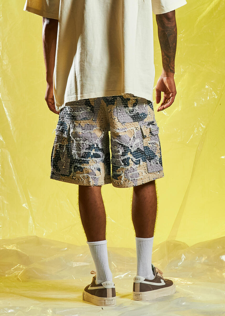 EMBELLISH HARAJUKO BORO CARGO SHORT (DESERT BLUE CAMO)