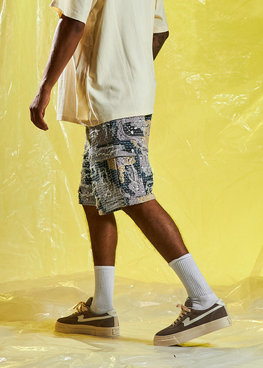 EMBELLISH HARAJUKO BORO CARGO SHORT (DESERT BLUE CAMO)