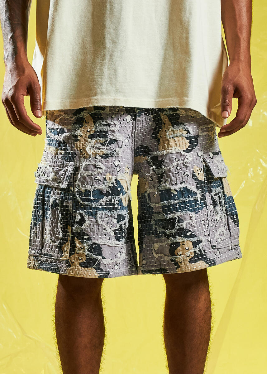 EMBELLISH HARAJUKO BORO CARGO SHORT (DESERT BLUE CAMO)