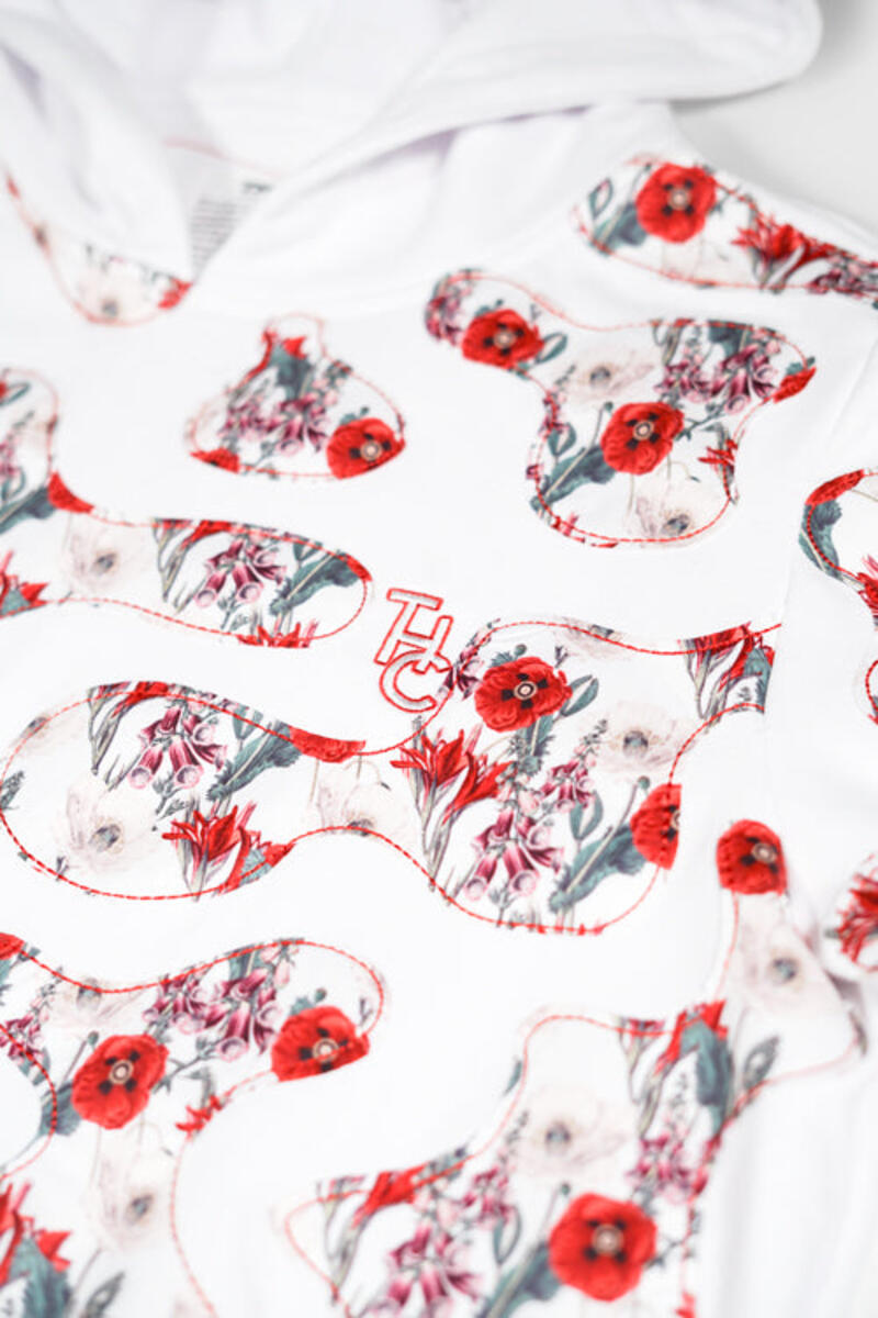 THC Opium Poppy Flower Camo Hoodie (White)