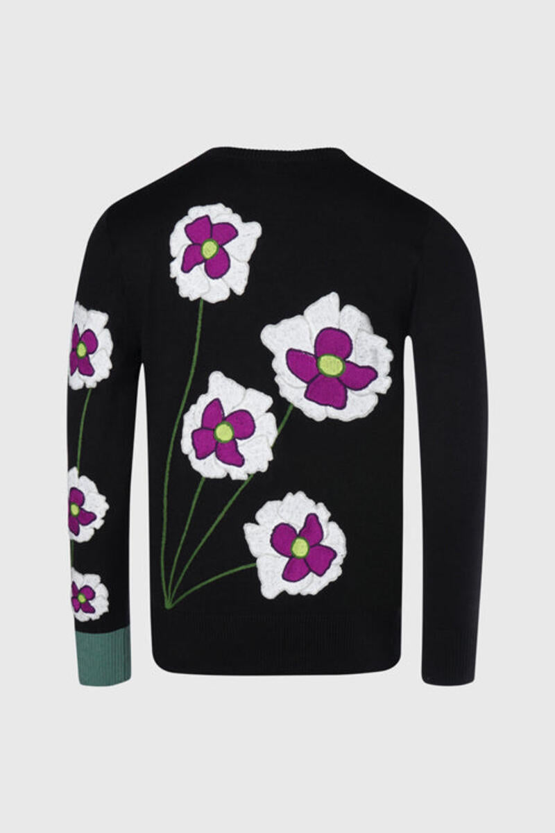 THC Opium Poppy Flower Knit Sweater (Black)
