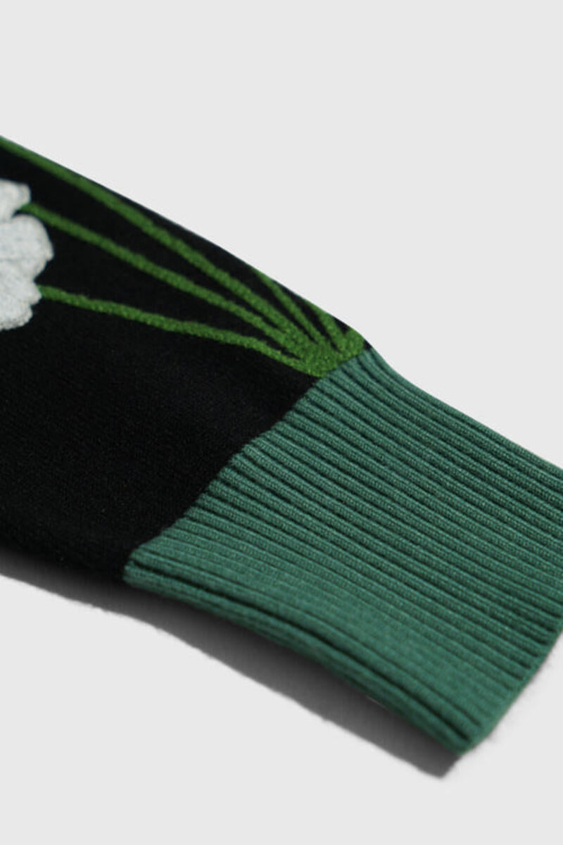 THC Opium Poppy Flower Knit Sweater (Black)