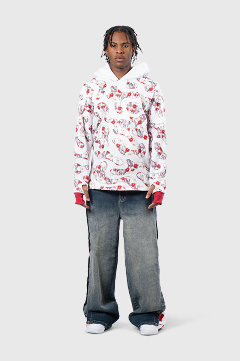 THC Opium Stone Wash Open Crochet Denim Jeans