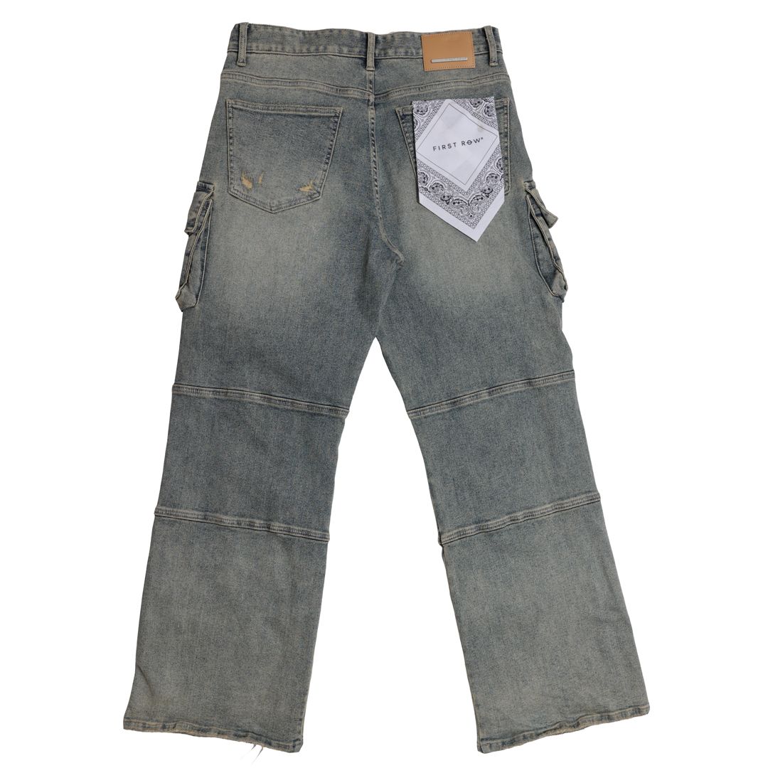 First Row Y2K UTILITY CARGO DENIM PANTS