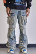 First Row Y2K UTILITY CARGO DENIM PANTS