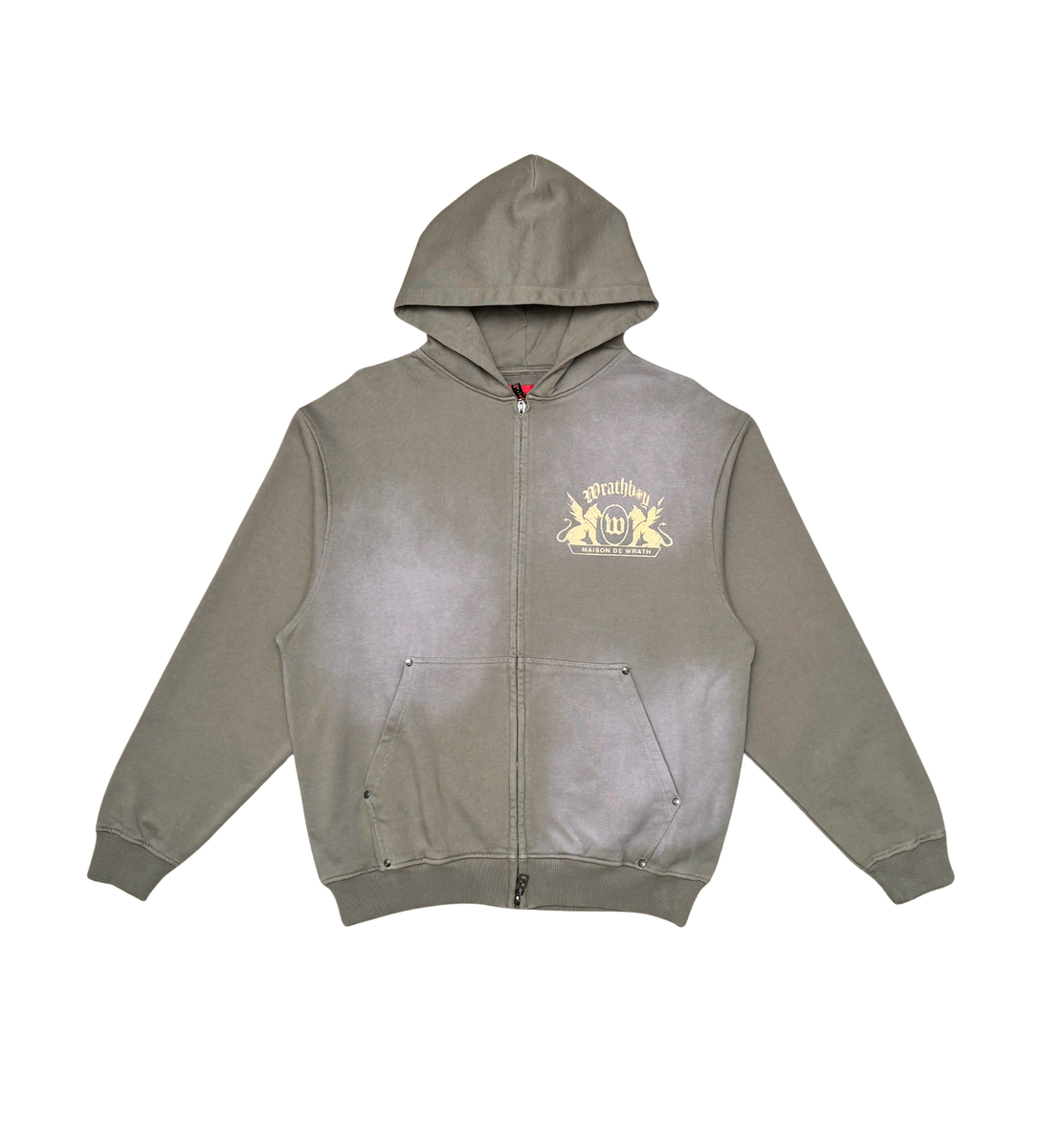 Wrathboy MAISON DE WRATH SUN FADED HOODIE ZIP (DEEP TAUPE)