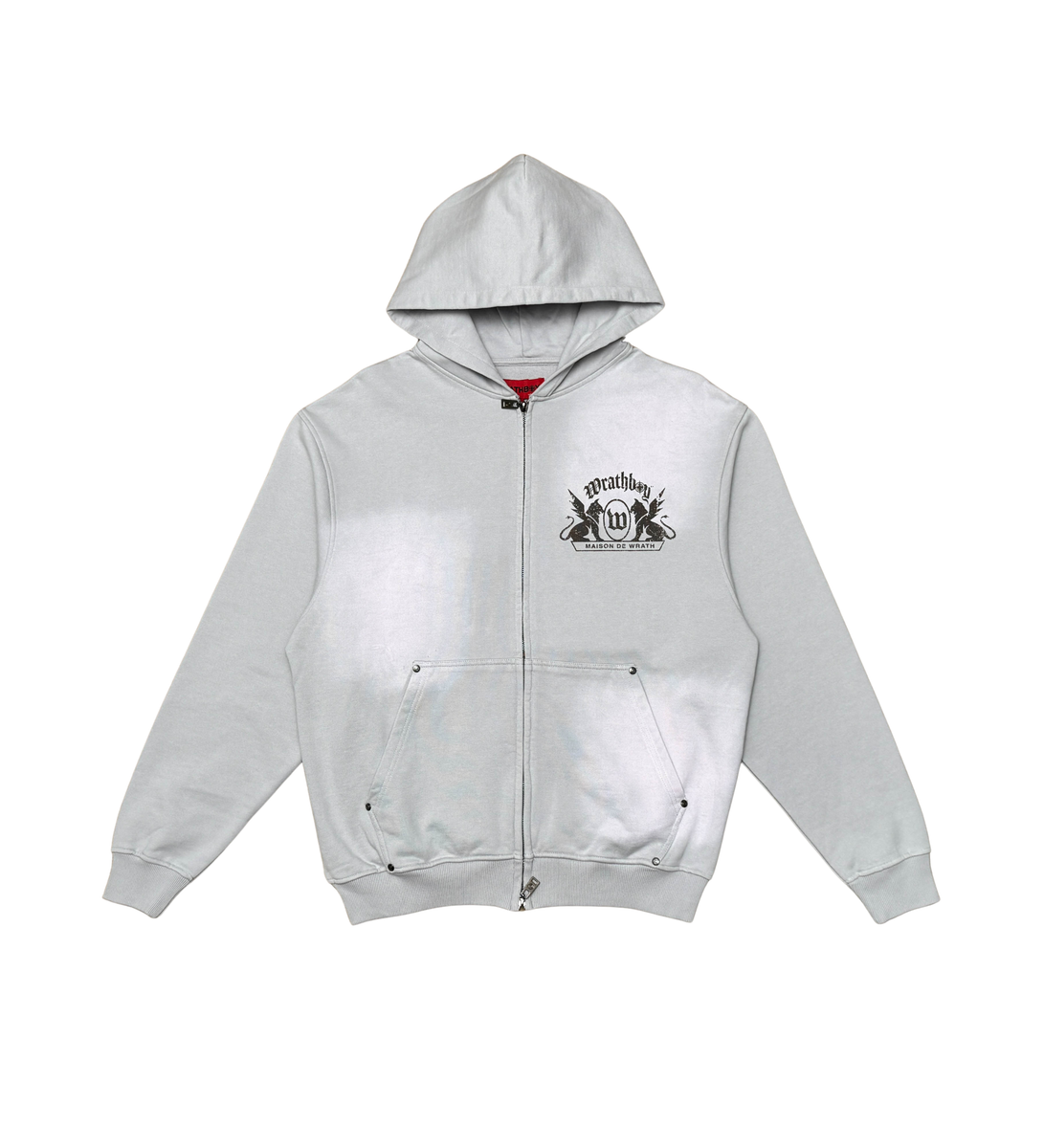 Wrathboy MAISON DE WRATH SUN FADED HOODIE ZIP (LT.GREY)