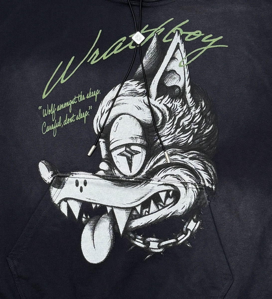 Wrathboy WOLF HEAD GOTHIC HOODIE (BLACK)
