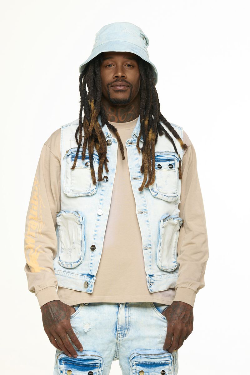 PHEELINGS PROTECT YOUR ENERGY CARGO VEST (LIGHT SAND BLUE)