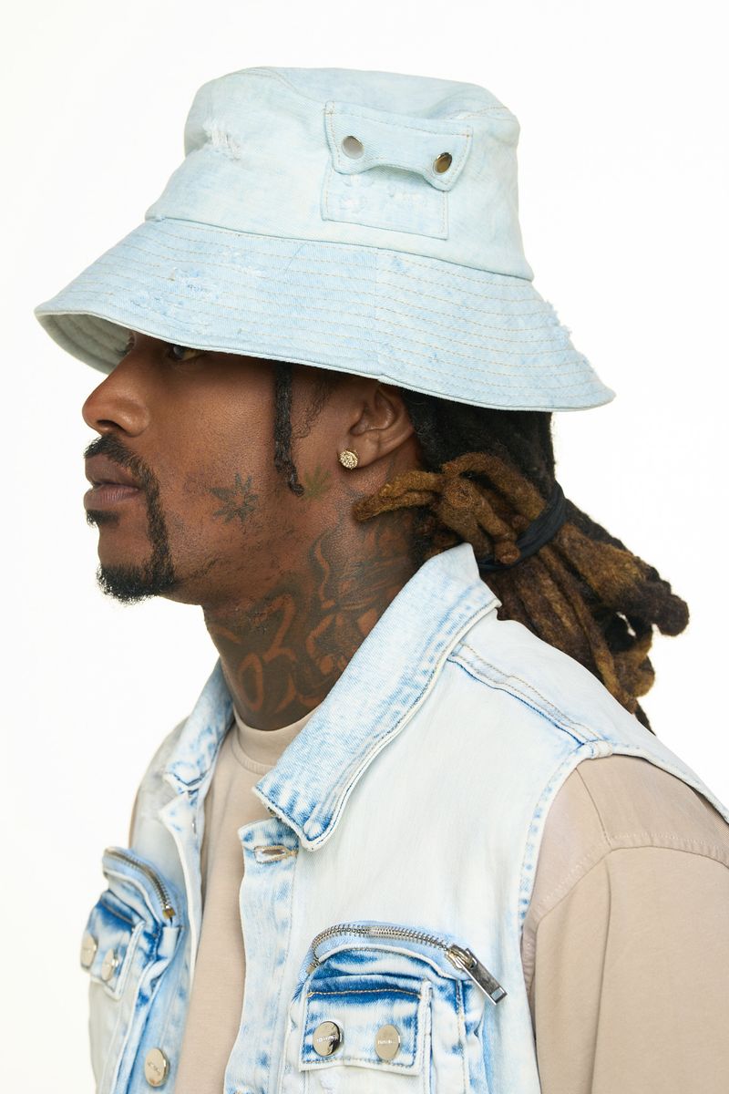 PHEELINGS PROTECT YOUR ENERGY CARGO BUCKET HAT (SAND LIGHT BLUE)