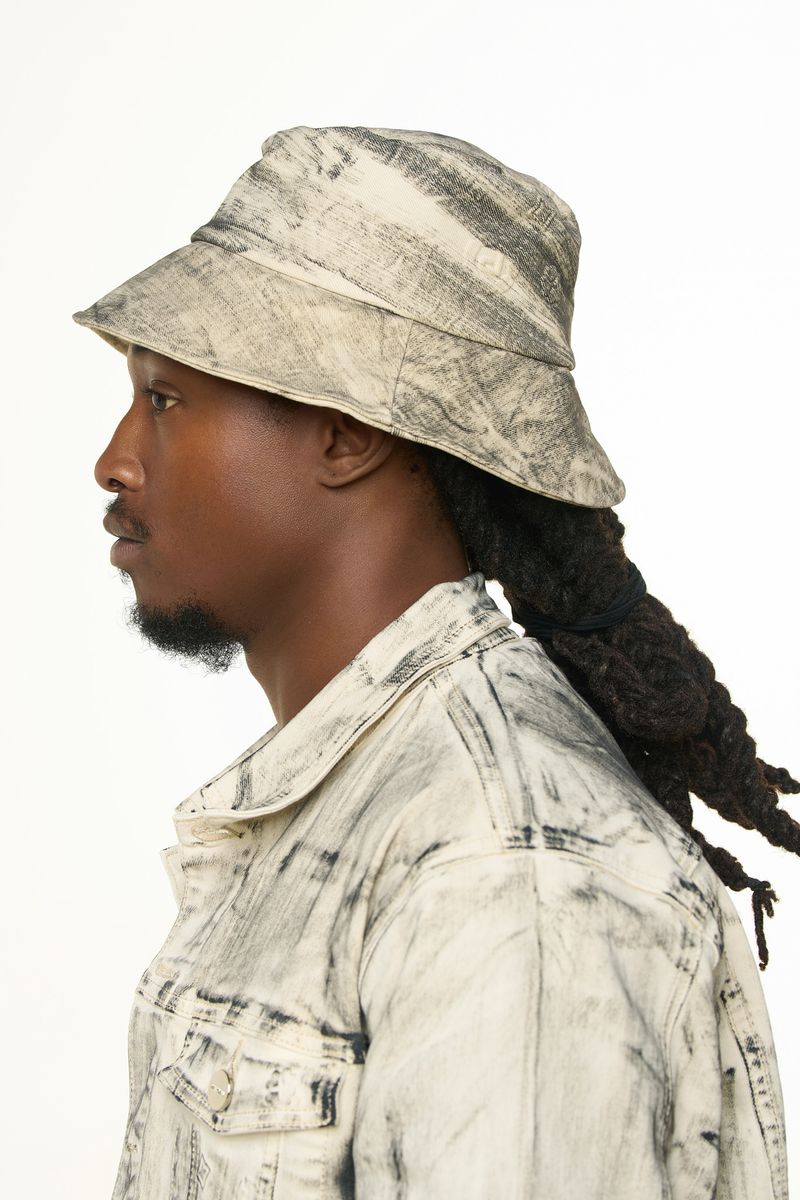 PHEELINGS NEW EMOTIONS EMBOSSED BUCKET HAT (LIGHT GREY BLACK OVERDYE)