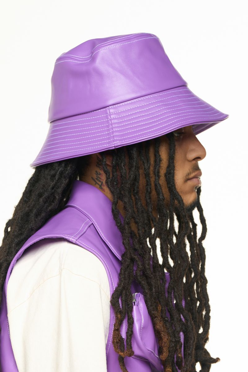 PHEELINGS FLOAT ON CARGO LEATHER BUCKET HAT (ELECTRIC VIOLET)