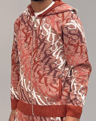 Si Tu Veux WAVE-LOGO FLARE ZIP FRONT HOODIE & JOGGERS (RUSTIC)