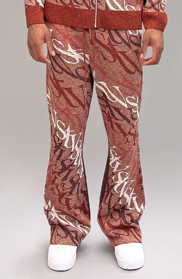 Si Tu Veux WAVE-LOGO FLARE ZIP FRONT HOODIE & JOGGERS (RUSTIC)