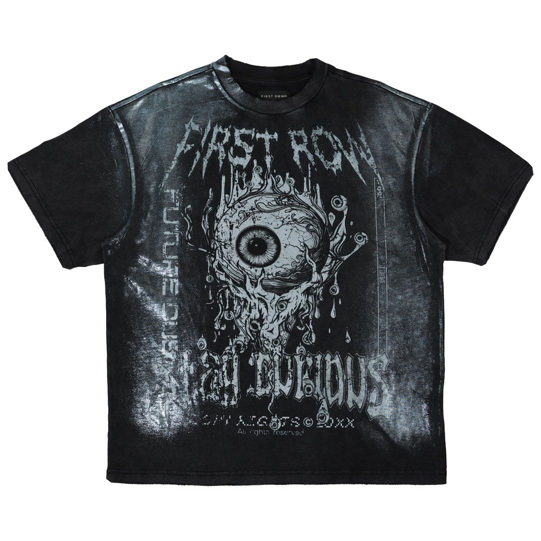 First Row STAY CURIOUS EYEBALL FOIL TEE