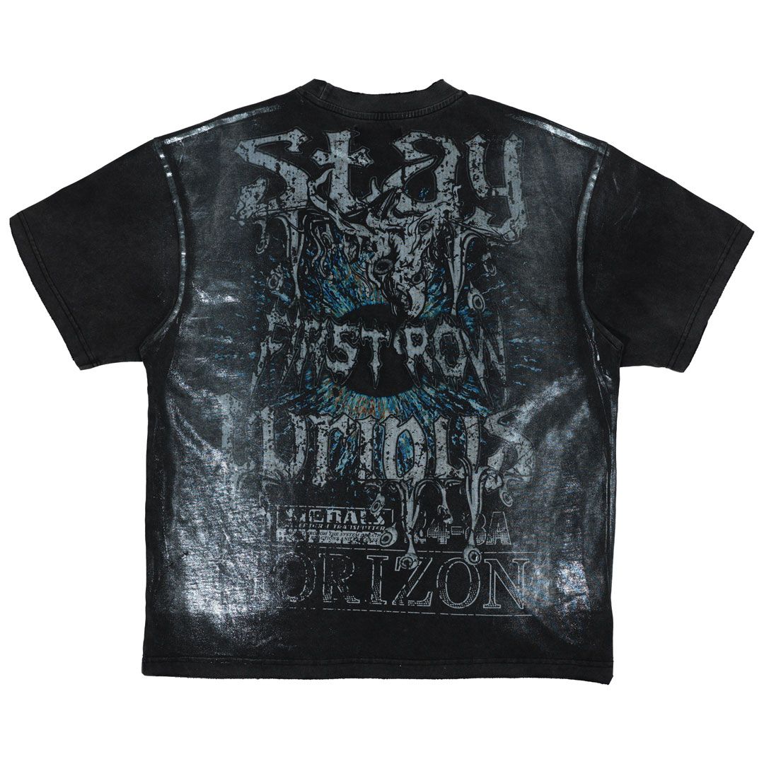 First Row STAY CURIOUS EYEBALL FOIL TEE