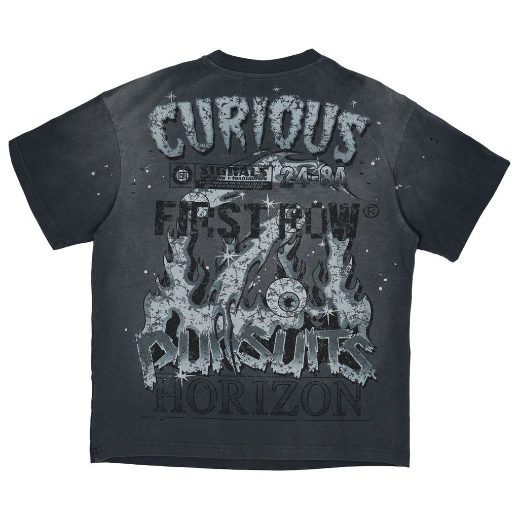First Row STAY CURIOUS BLOODSHORT EYES TEE