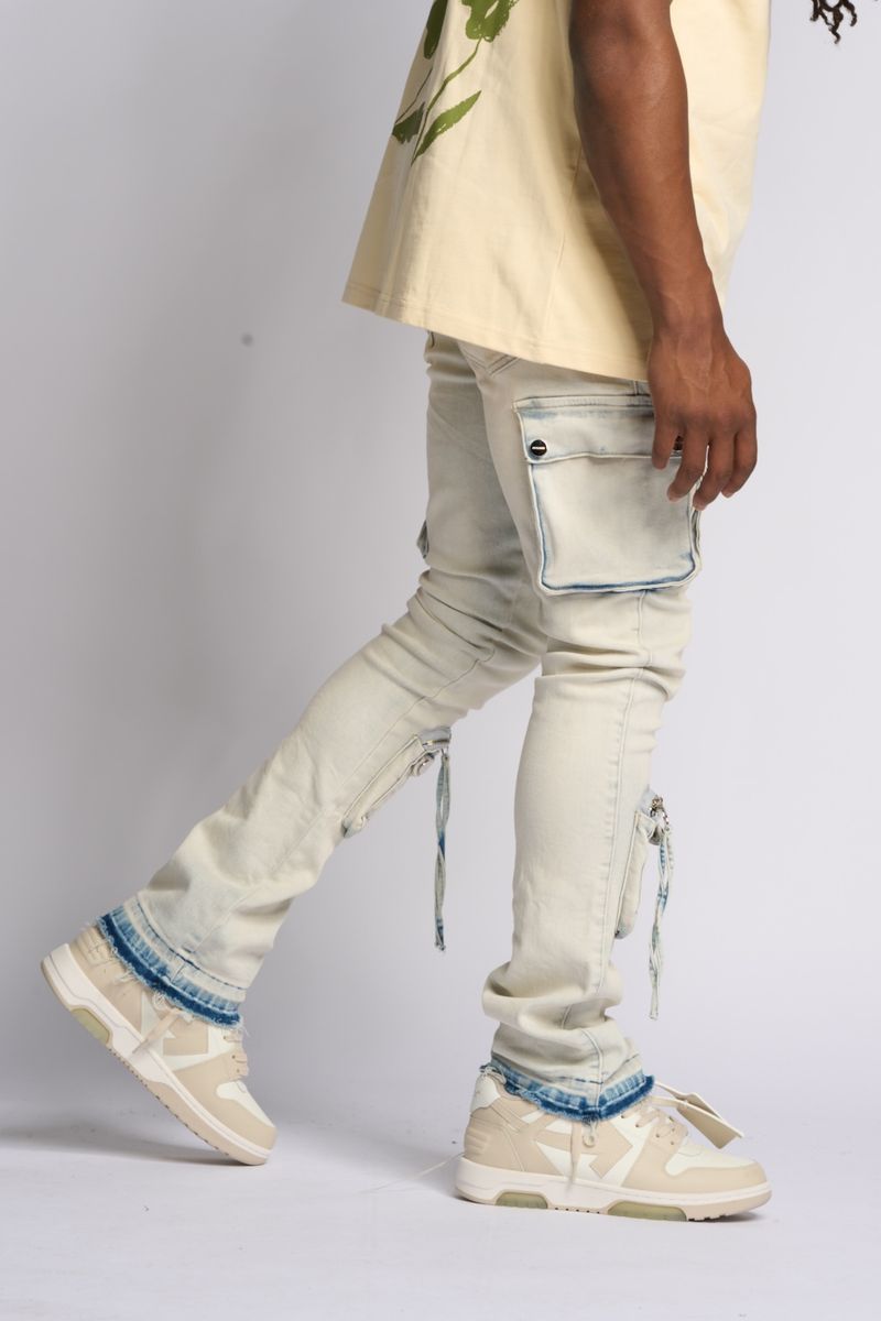PHEELINGS PHEELING ALONE STACK CARGO DENIM (LIGHT BLUE)