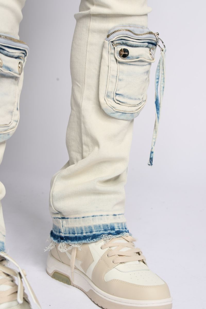 PHEELINGS PHEELING ALONE STACK CARGO DENIM (LIGHT BLUE)