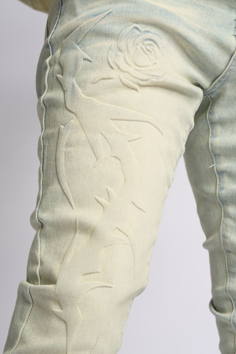 PHEELINGS LOVE IS PAIN EMBOSSED SKINNY DENIM (LIGHT BLUE/SAND)