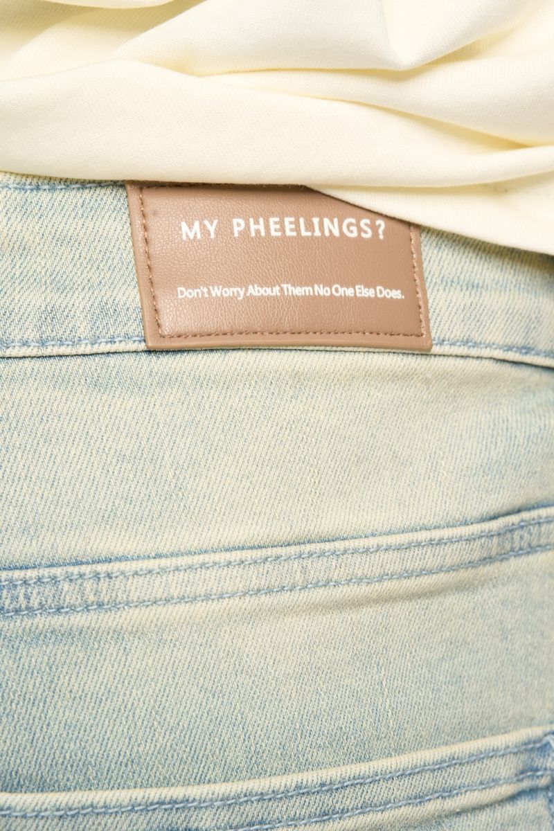 PHEELINGS LOVE IS PAIN EMBOSSED SKINNY DENIM (LIGHT BLUE/SAND)