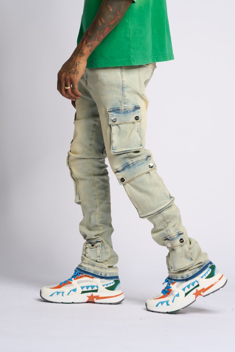 PHEELINGS GRAVATUS STACK CARGO DENIM (SAND/LIGHT BLUE)