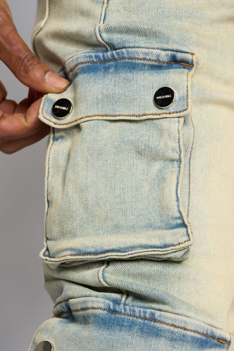 PHEELINGS GRAVATUS STACK CARGO DENIM (SAND/LIGHT BLUE)