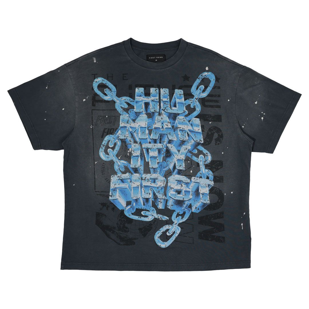 First Row WASHED HUMANITY FIRST CHAIN TEE (GREY)
