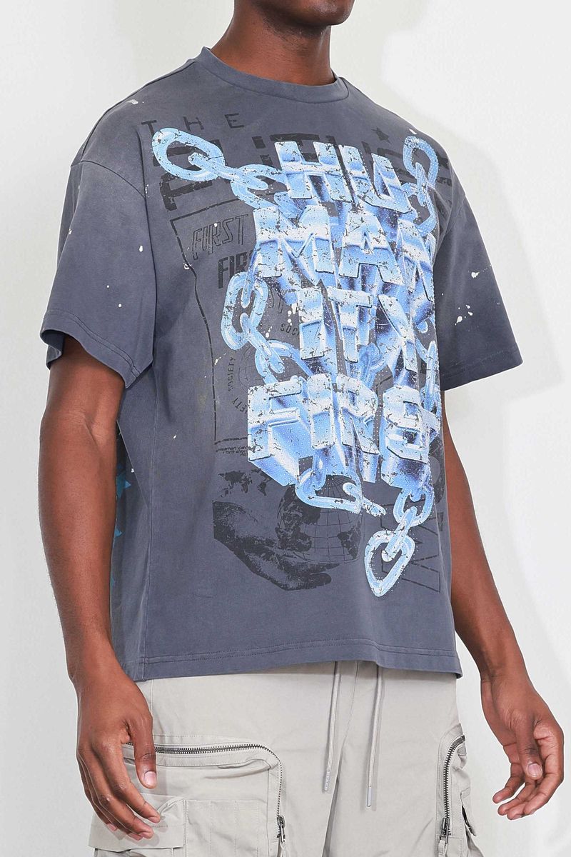 First Row WASHED HUMANITY FIRST CHAIN TEE (GREY)