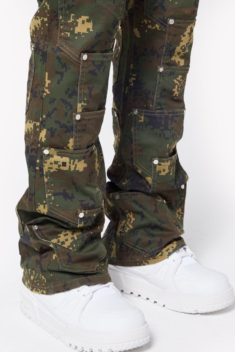 GUAPI Camo Pockets Flared Denim (Camo)