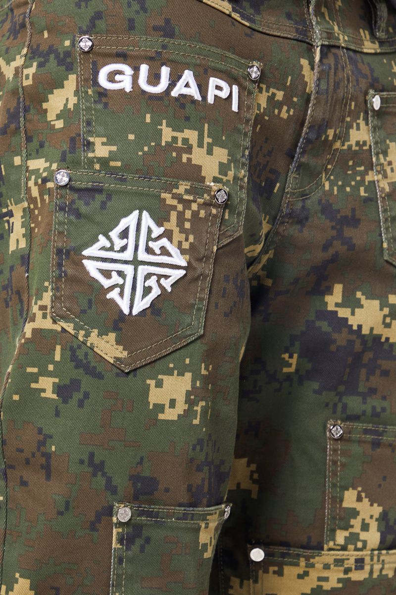 GUAPI Camo Pockets Flared Denim (Camo)