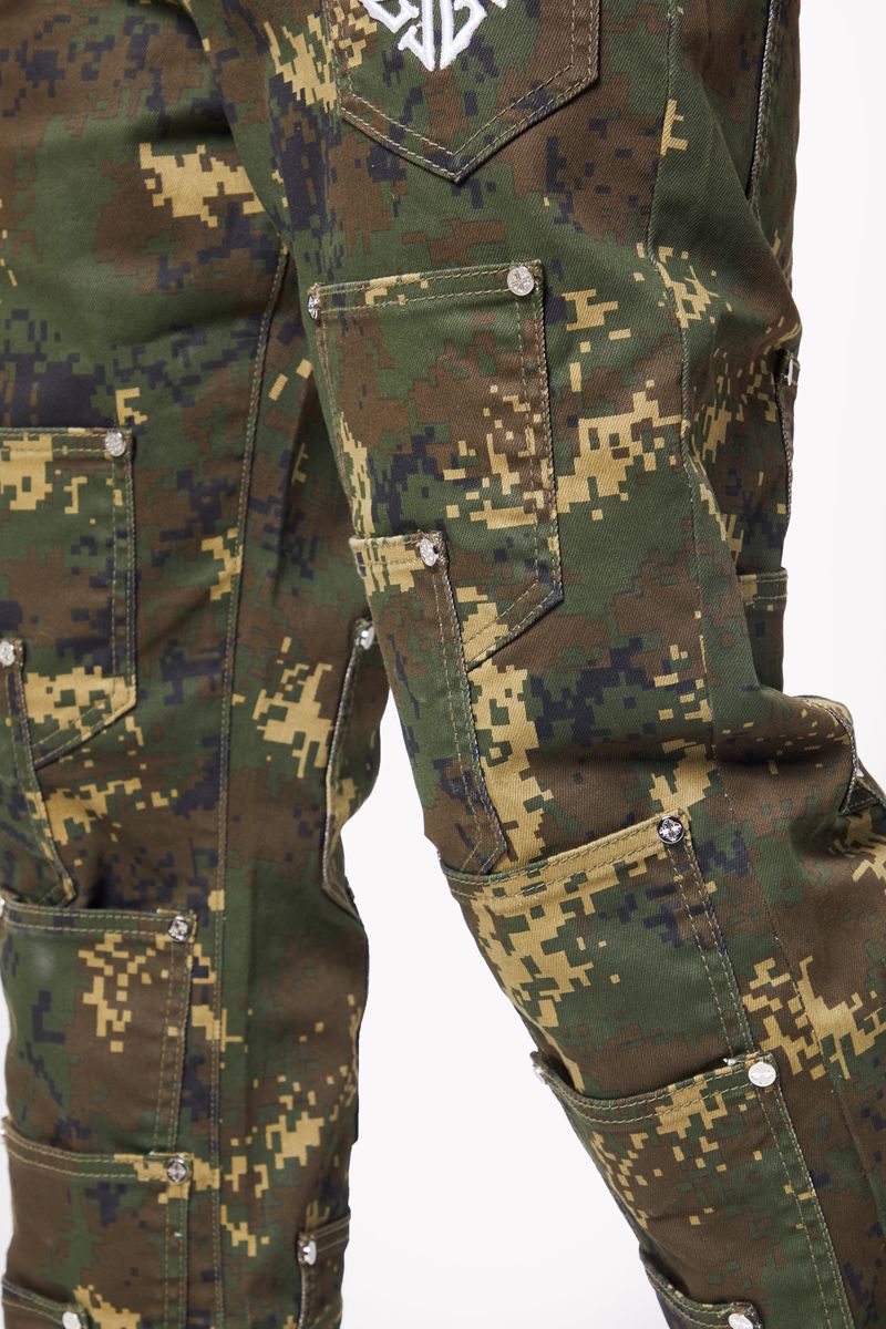 GUAPI Camo Pockets Flared Denim (Camo)