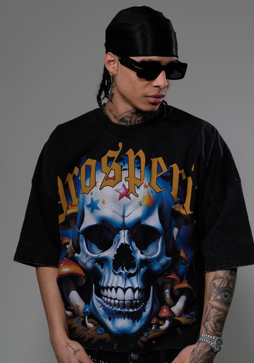 Stray wide & crop fit tshirt (Black)