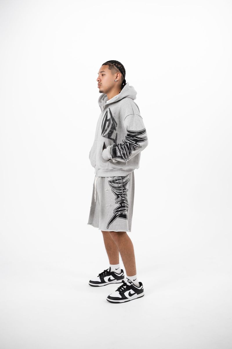 MIXED EMOTIONS Grey Faded Hoodie