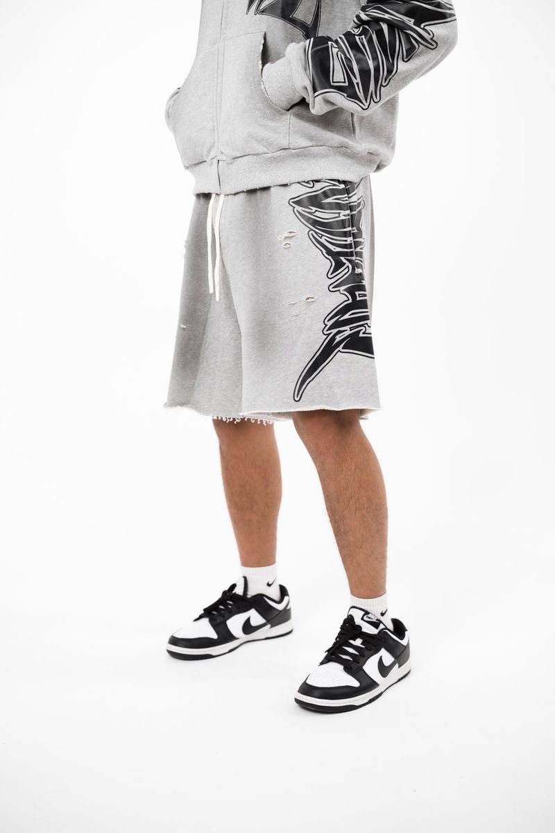 Mixed Emotions Grey Faded Shorts