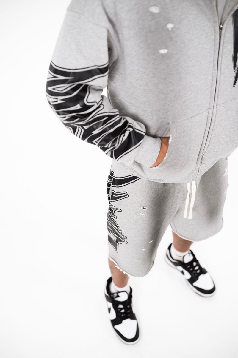 Mixed Emotions Grey Faded Shorts